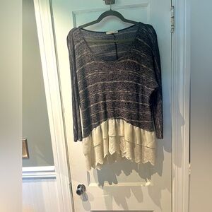 Tunic blue with cream stripes